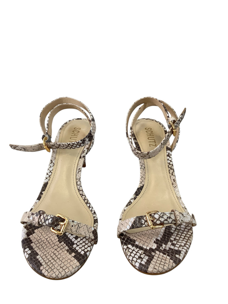 Schutz Shoe Size 8 Tan & Brown Aurora Heels