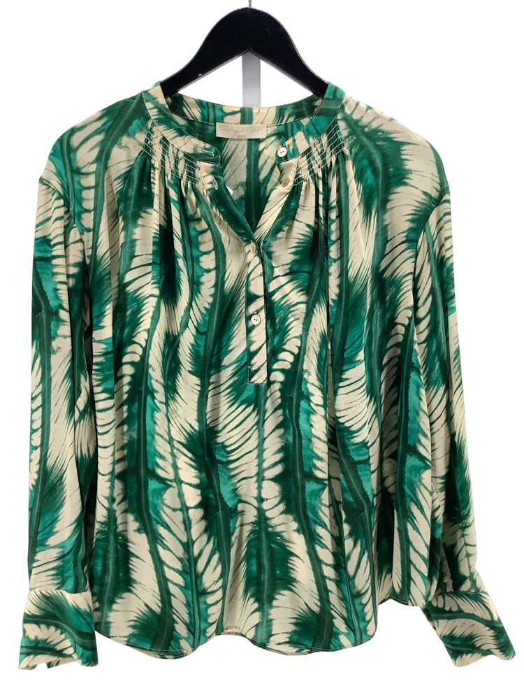 Ulla johnson Size 6 Green & Tan Nehir Shirt