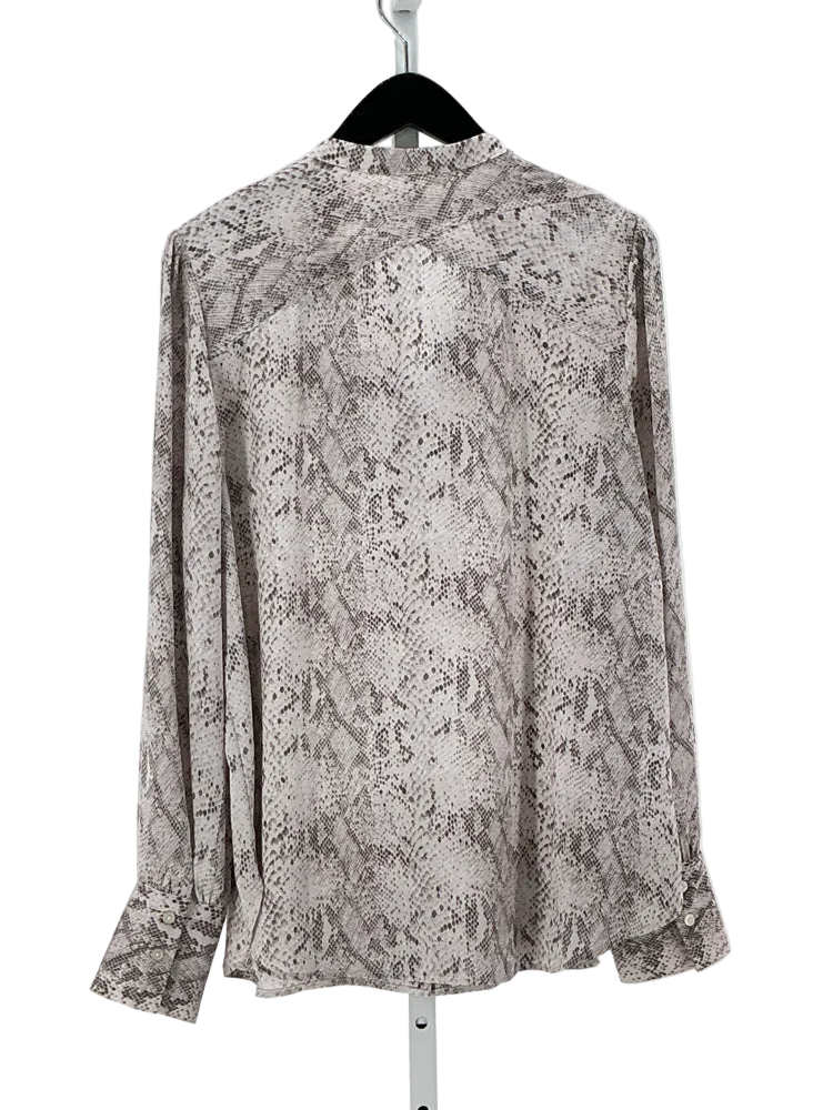 Loft Size L Gray & White Shirt