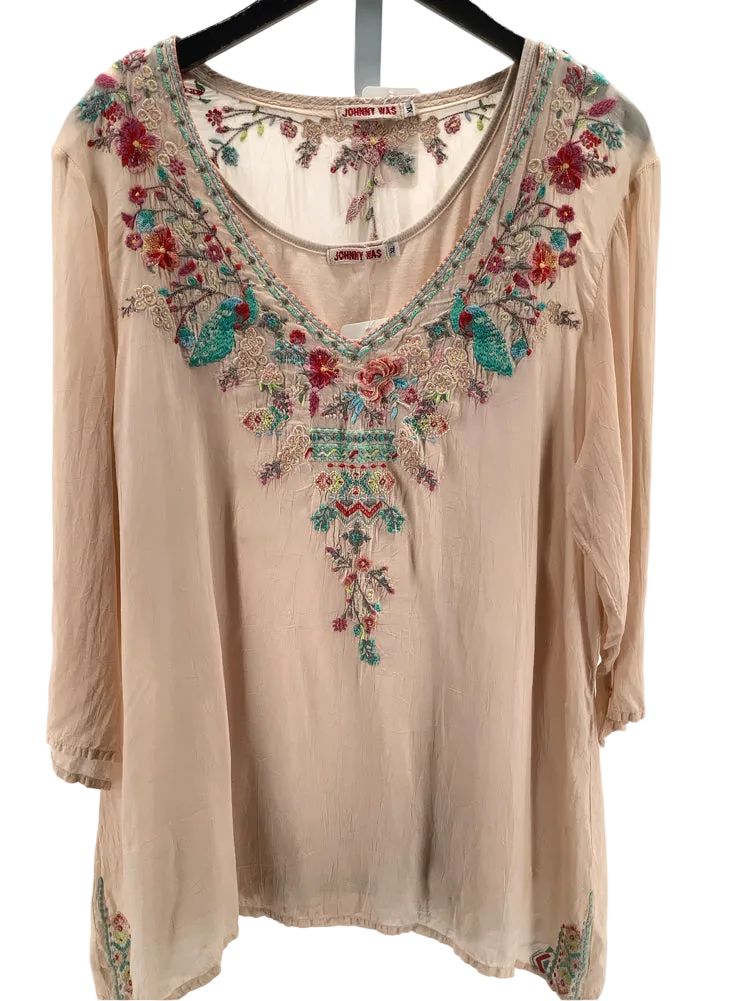 Johnny Was Size XL Pink multi Priscilla Shirt