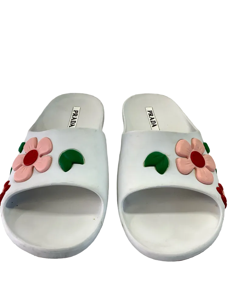 Prada Shoe Size 10 White multi Slides
