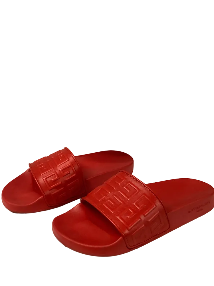 Givenchy Shoe Size 8 Red 4G Logo Slides