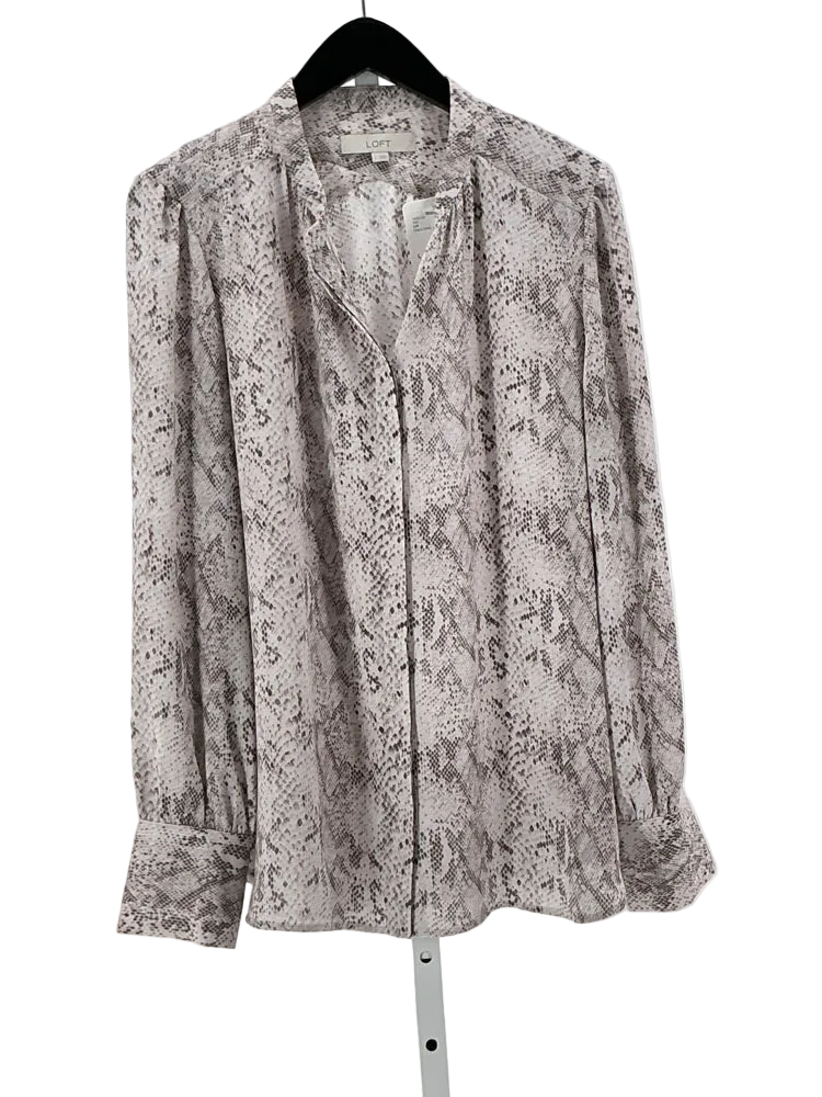 Loft Size L Gray & White Shirt