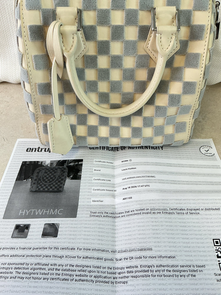 Louis Vuitton Blue & Cream SPEEDY CUBE PM Handbags