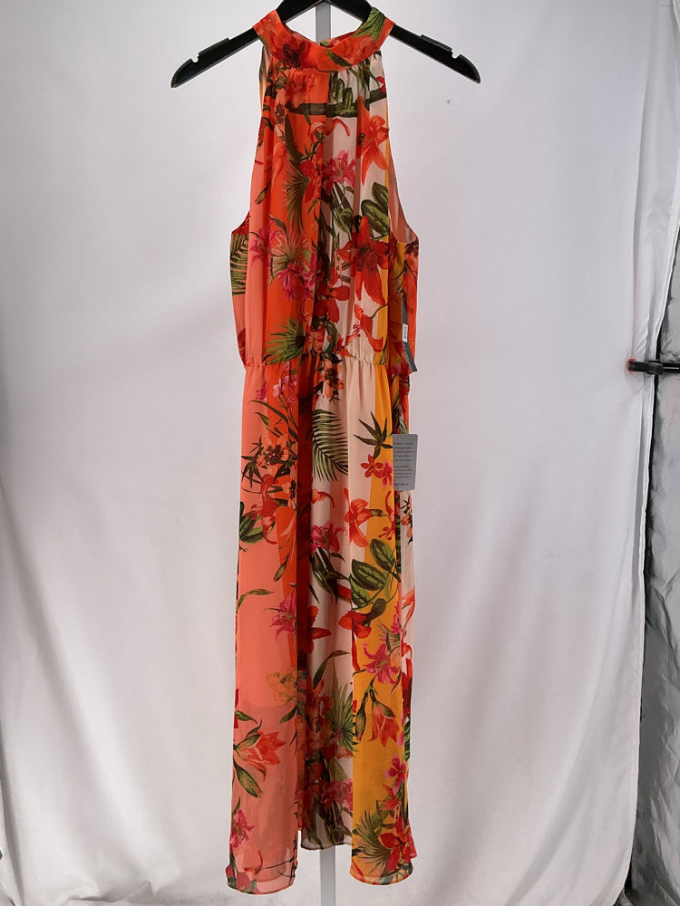 Maggy London Size 12 Orange Multi Dress