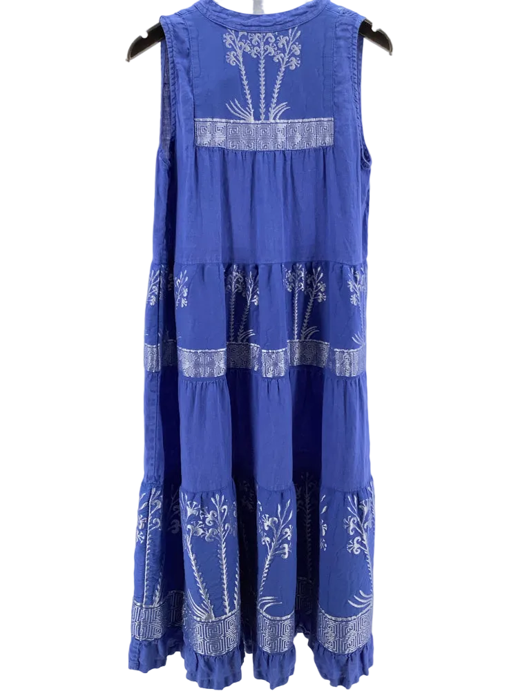 Harris Cotton Size M Blue & White Dress