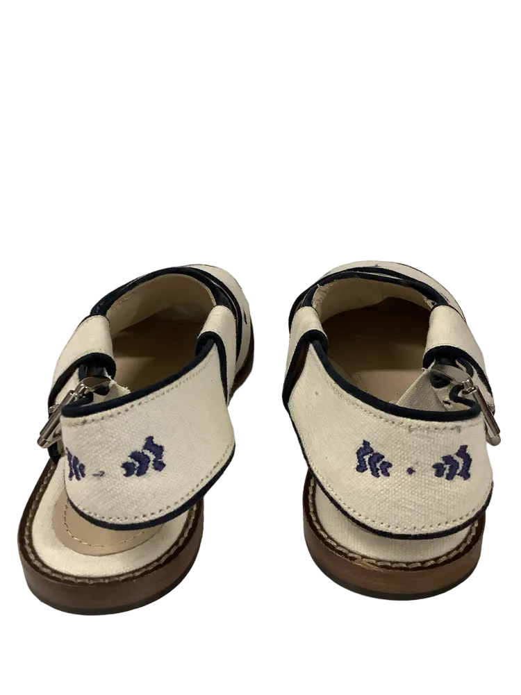 Caplait Shoe Size 10 White & Navy Jisti Sandals