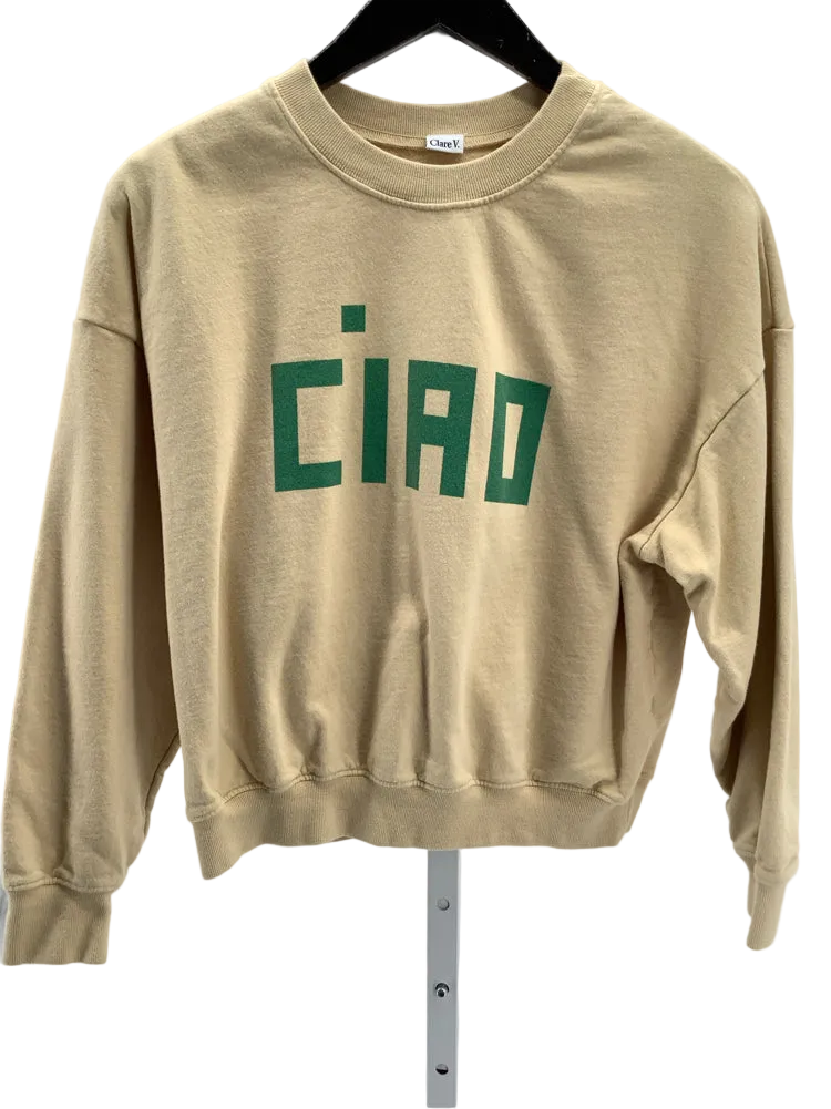 Clare V. Size S Tan & Green Sweatshirt