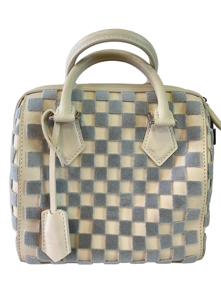 Louis Vuitton Blue & Cream SPEEDY CUBE PM Handbags