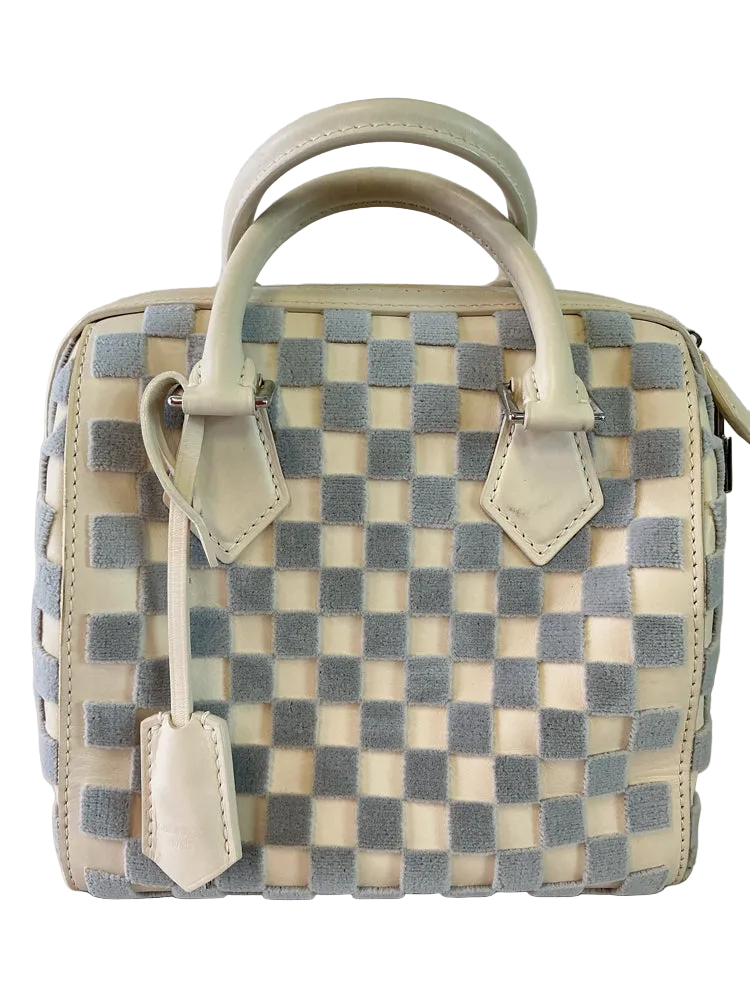 Louis Vuitton Blue & Cream SPEEDY CUBE PM Handbags