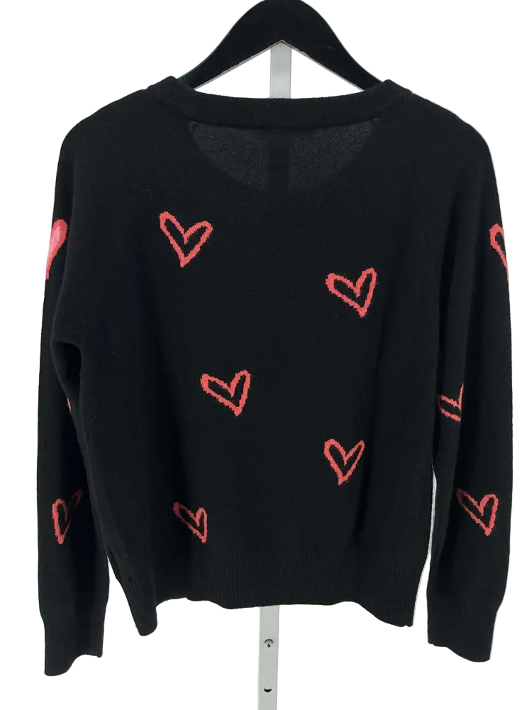 White + Warren Size M Black & Pink Sweater