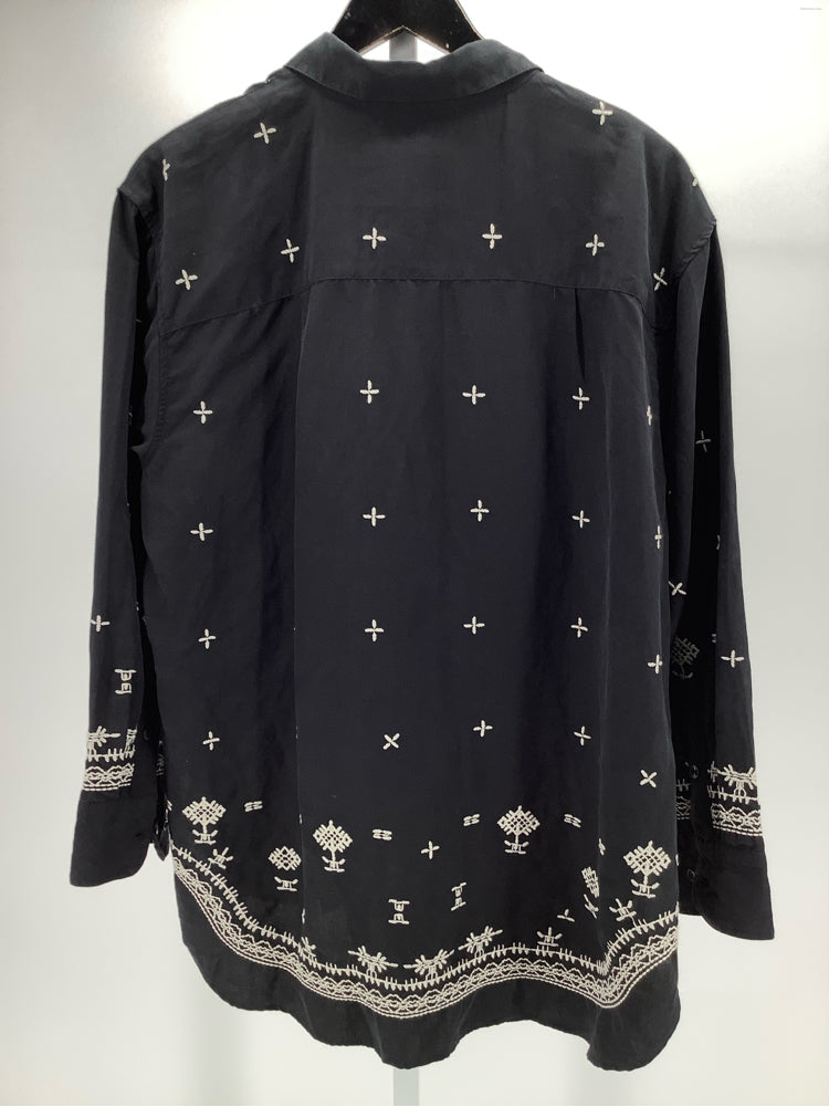 Banana Republic Size L Black & Cream Shirt