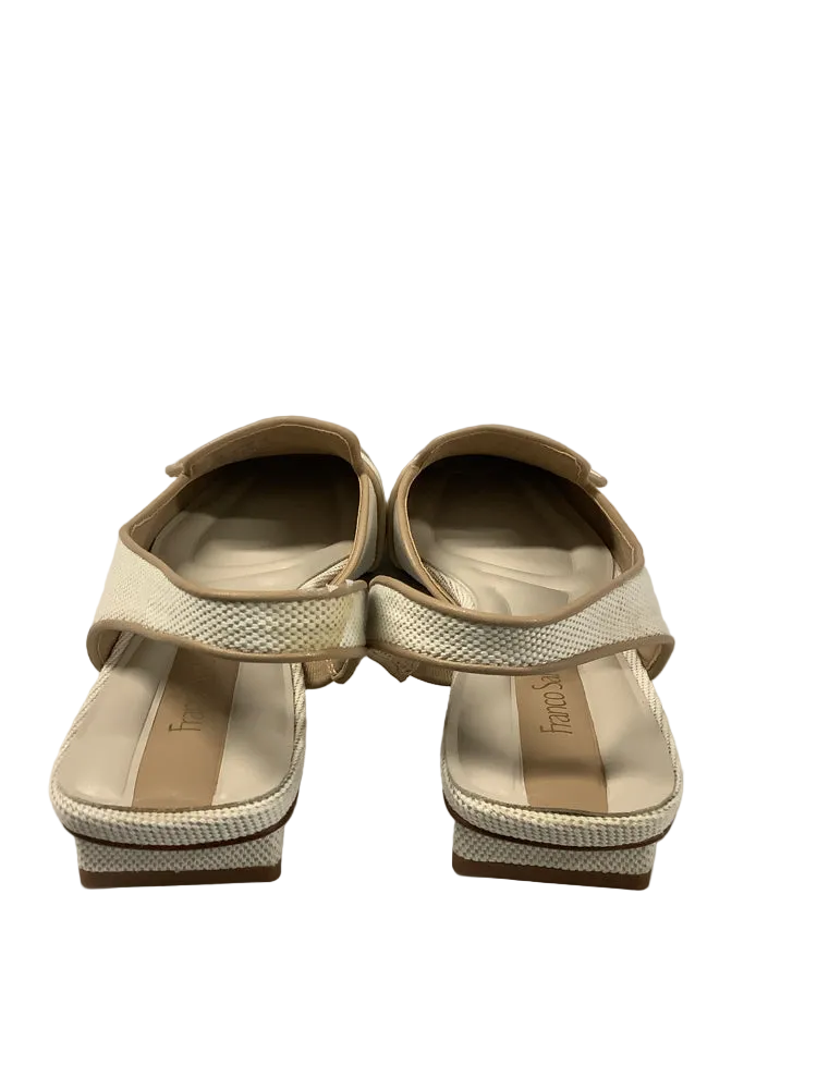 Franco Sarto Shoe Size 8.5 Beige & White Teagan Slingbacks