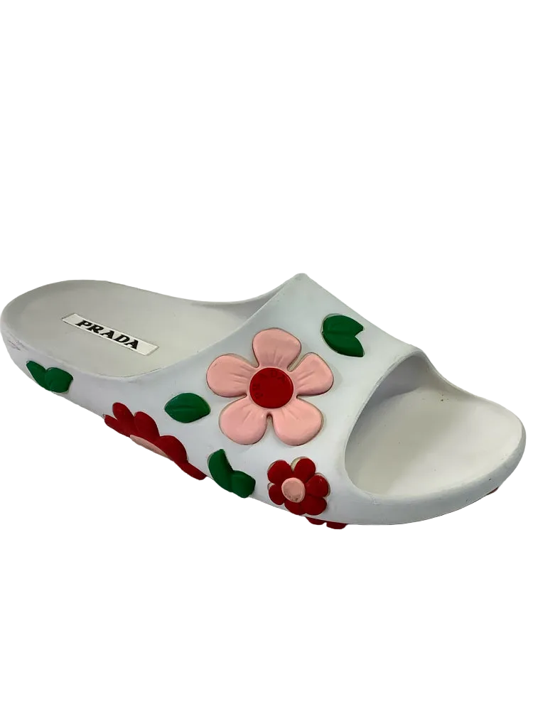 Prada Shoe Size 10 White multi Slides