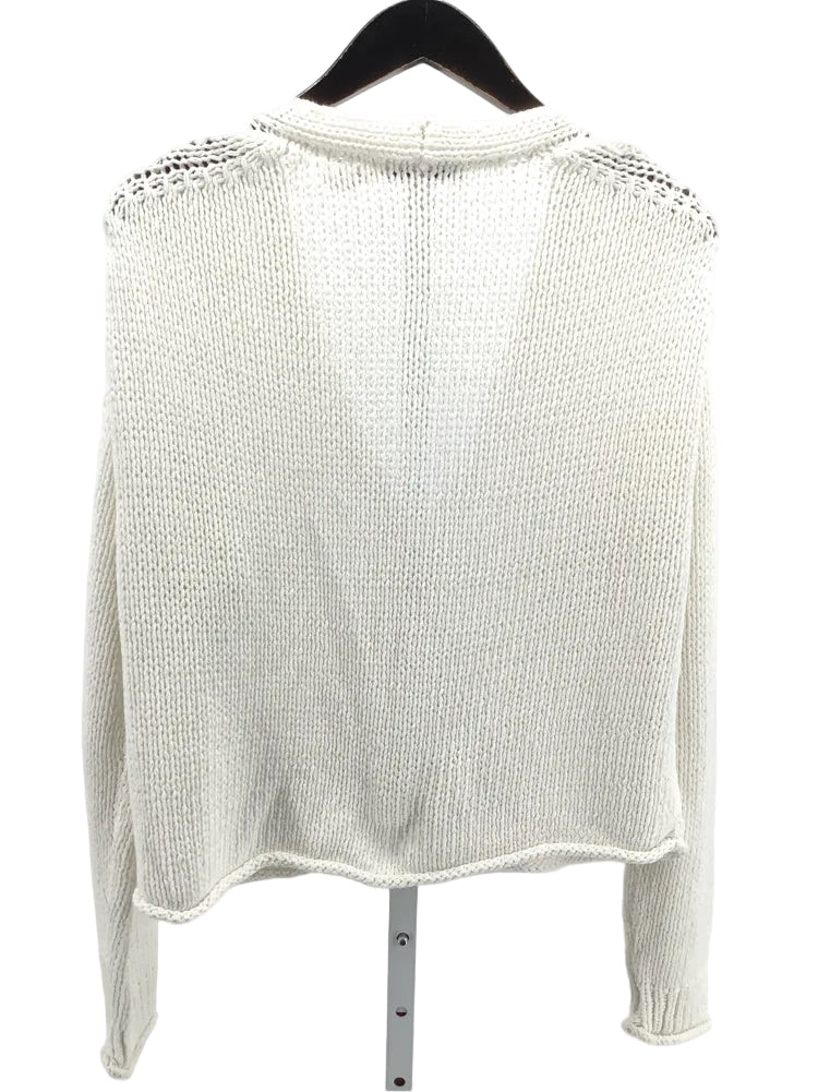 White + Warren Size L White Cardigan