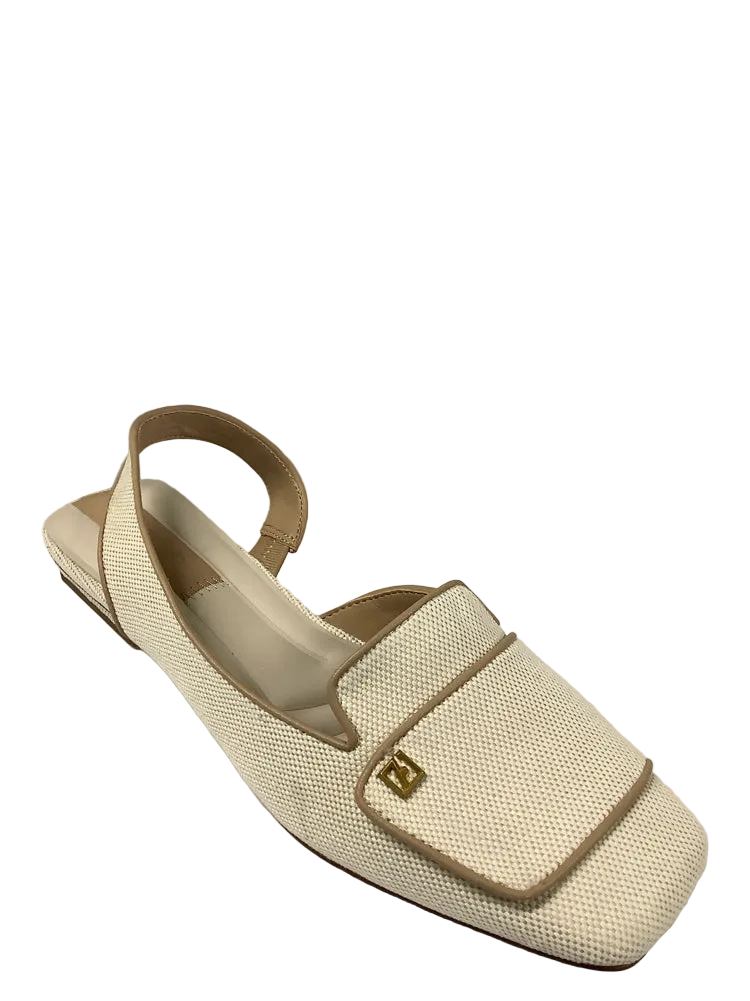 Franco Sarto Shoe Size 8.5 Beige & White Teagan Slingbacks