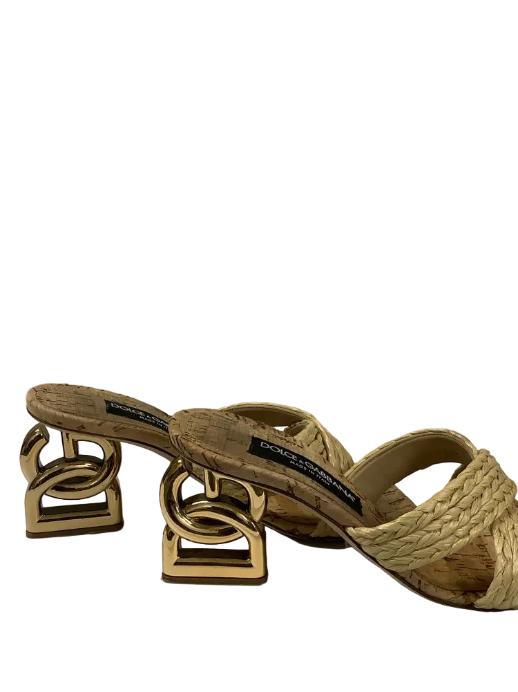 Dolce & Gabbana Shoe Size 8 Tan DG Logo Heels