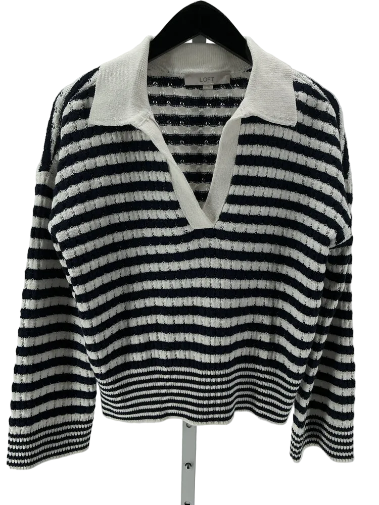 Loft Size S White & Navy Sweater