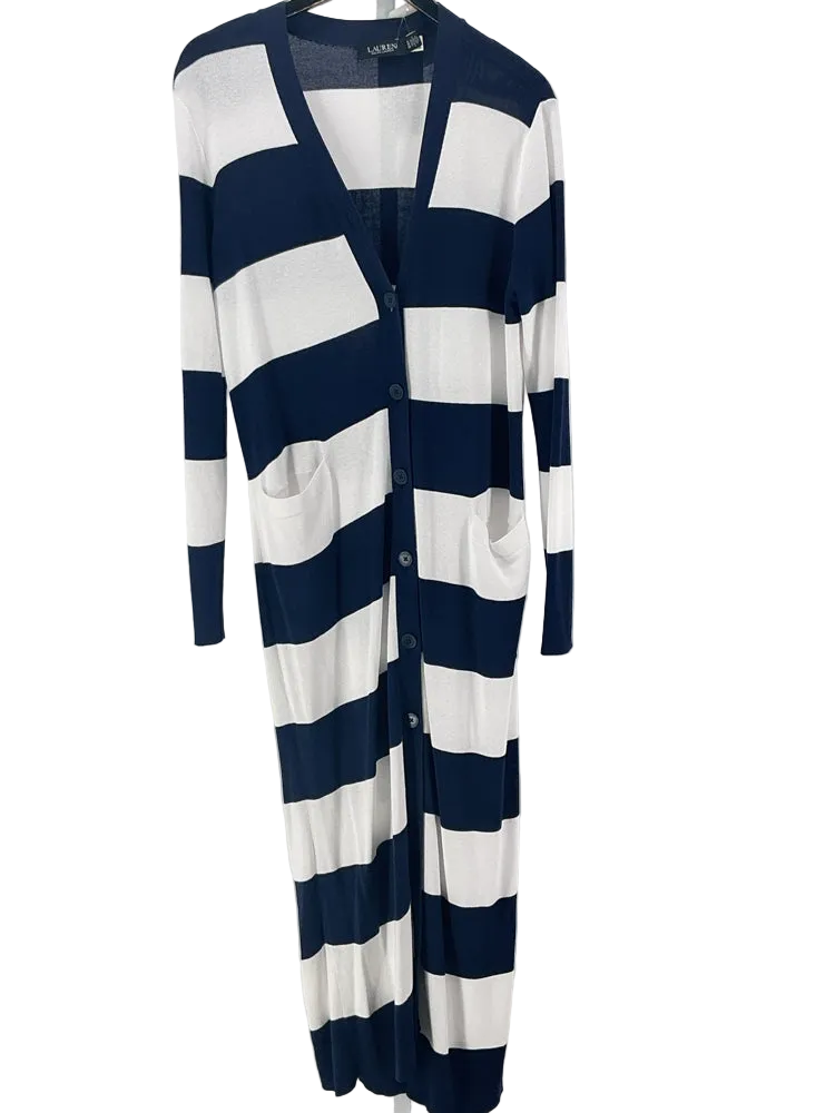 Lauren Size XL Navy & white Cardigan